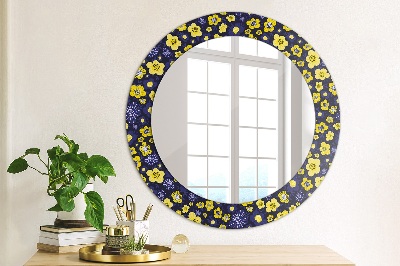 Dekorativ rund spegel Söta små blommor