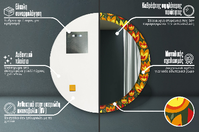 Dekorativ rund spegel Retro tulpaner