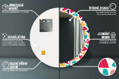 Dekorativ rund spegel Färgglada hjärtan