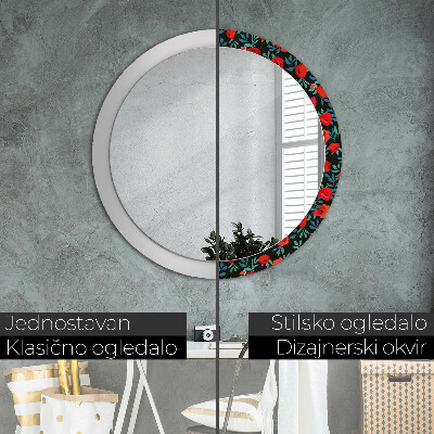 Dekorativ rund spegel Röd vallmo