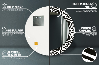 Dekorativ rund spegel Svart geometrisk prydnad