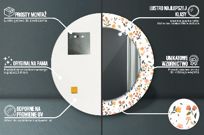 Dekorativ rund spegel med tryck Små söta blommor