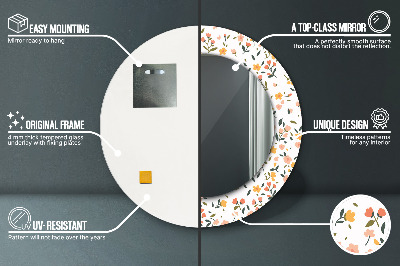 Dekorativ rund spegel med tryck Små söta blommor