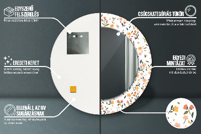 Dekorativ rund spegel med tryck Små söta blommor
