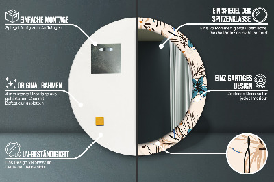 Dekorativ rund spegel Djungelmönster blommor