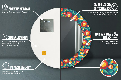 Dekorativ rund spegel Geometriska frukter och blad