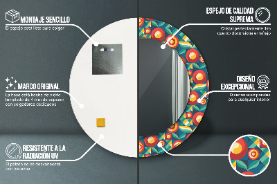 Dekorativ rund spegel Geometriska frukter och blad