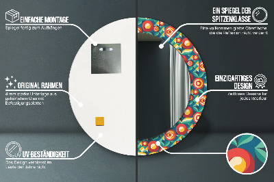 Dekorativ rund spegel Geometriska frukter och blad