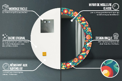 Dekorativ rund spegel Geometriska frukter och blad