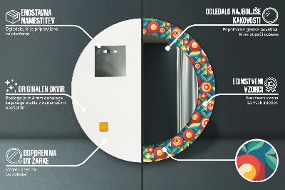 Dekorativ rund spegel Geometriska frukter och blad