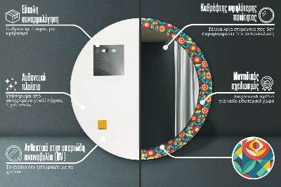 Dekorativ rund spegel Geometriska frukter och blad