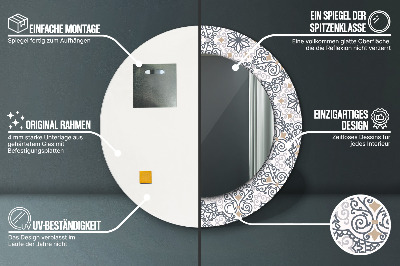 Dekorativ rund spegel Geometriska ornament