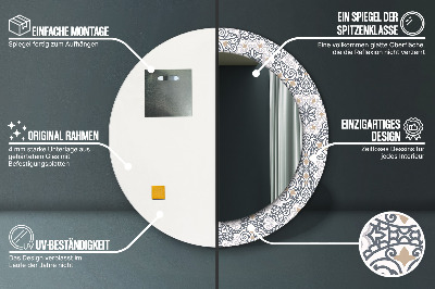Dekorativ rund spegel Geometriska ornament