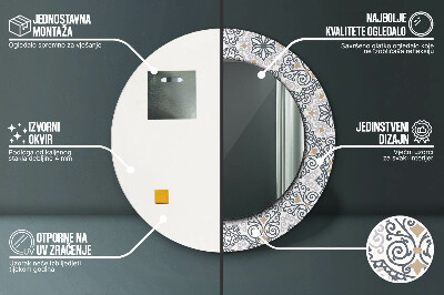 Dekorativ rund spegel Geometriska ornament