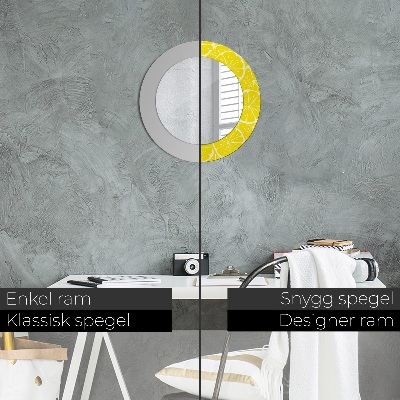 Rund spegel med tryck Citronmönster