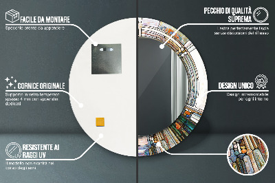 Rund spegel med tryck Abstrakt målat glas