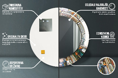 Rund spegel med tryck Abstrakt målat glas
