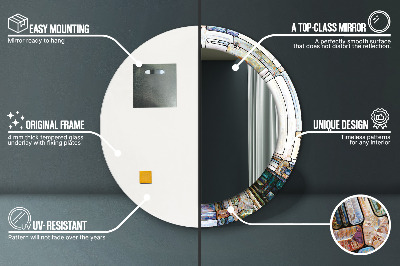 Rund spegel med tryck Abstrakt målat glas