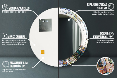 Rund spegel med tryck Abstrakt målat glas