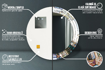 Rund spegel med tryck Abstrakt målat glas