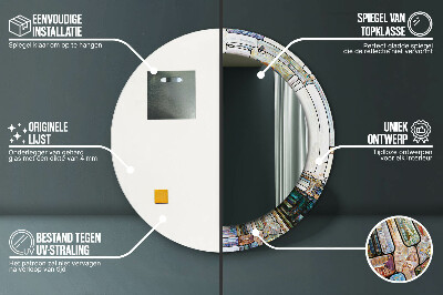 Rund spegel med tryck Abstrakt målat glas