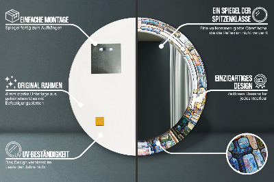 Rund spegel med tryck Abstrakt målat glas