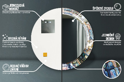 Rund spegel med tryck Abstrakt målat glas