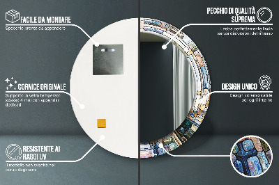 Rund spegel med tryck Abstrakt målat glas