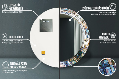 Rund spegel med tryck Abstrakt målat glas