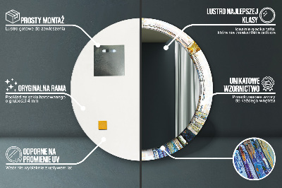 Rund spegel med tryck Abstrakt målat glas