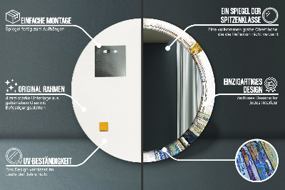 Rund spegel med tryck Abstrakt målat glas