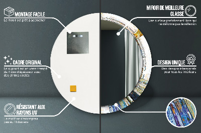 Rund spegel med tryck Abstrakt målat glas