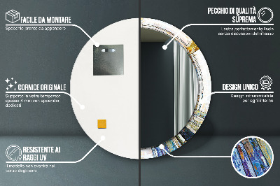 Rund spegel med tryck Abstrakt målat glas