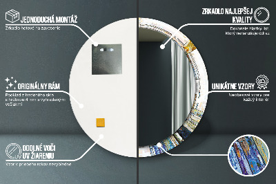 Rund spegel med tryck Abstrakt målat glas