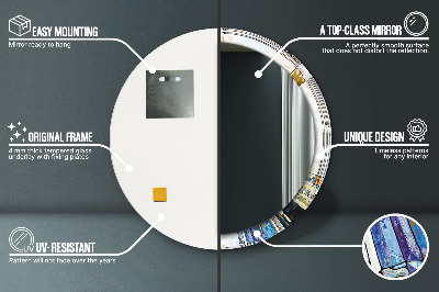 Rund spegel med tryck Abstrakt målat glas