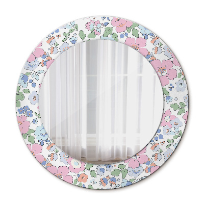 Rund spegel med tryck Fina blommor