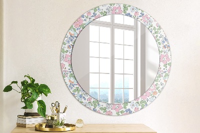 Rund spegel med tryck Fina blommor