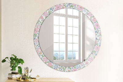 Rund spegel med tryck Fina blommor
