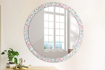 Rund spegel med tryck Fina blommor
