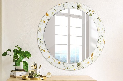 Rund spegel med tryck Fältblommor