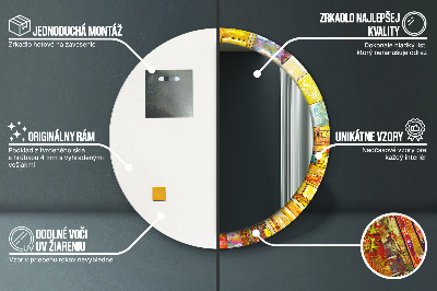 Rund spegel med tryck Färgglatt målat glas