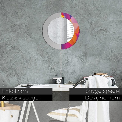 Dekorativ rund spegel med tryck Geometrisk sammansättning