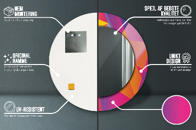 Dekorativ rund spegel med tryck Geometrisk sammansättning