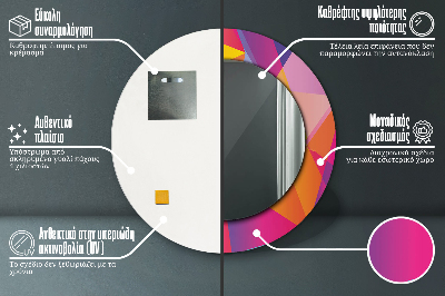 Dekorativ rund spegel med tryck Geometrisk sammansättning