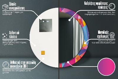 Dekorativ rund spegel med tryck Geometrisk sammansättning