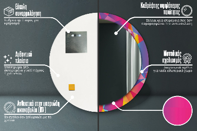 Dekorativ rund spegel med tryck Geometrisk sammansättning