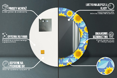 Dekorativ rund spegel Geometriska solrosor