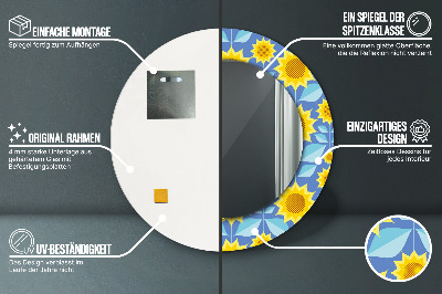 Dekorativ rund spegel Geometriska solrosor