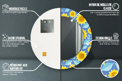 Dekorativ rund spegel Geometriska solrosor