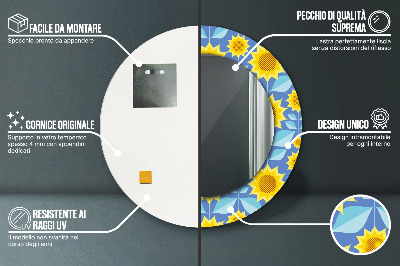 Dekorativ rund spegel Geometriska solrosor